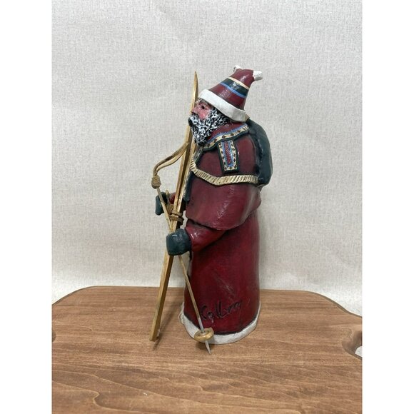 11 Large NORDIC Santa Claus Collectible Figurine with Skis Unmarked Odd - Picture 7 of 11